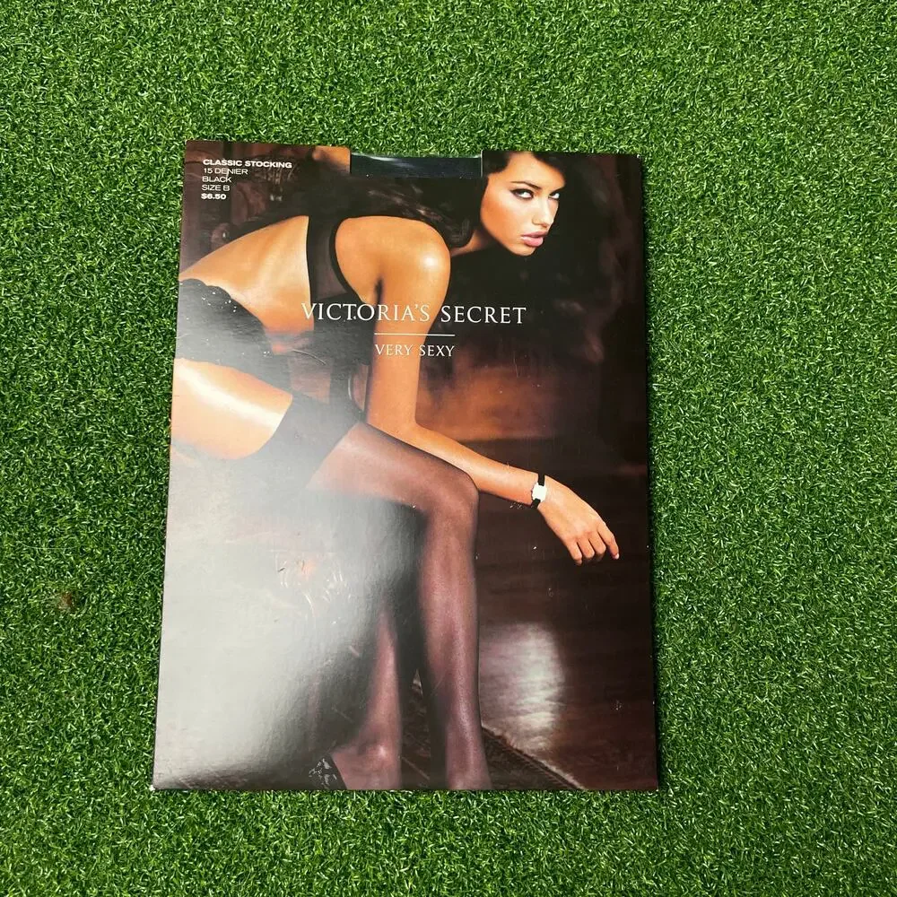 Victorias Secret Black 15 Denier Very Sexy Classic Glamour Stocking Sz B NOS